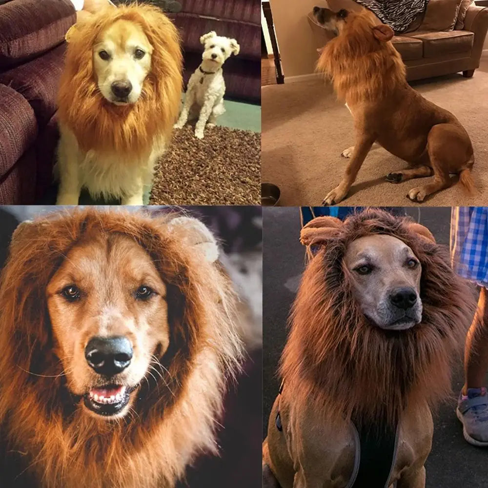 Lion Modelling Wig Cap Hat Pet Costume Pet Cosplay Outfits Winter Autumn Pet Hat Xmas Party Decor with Ear Pet Accessories