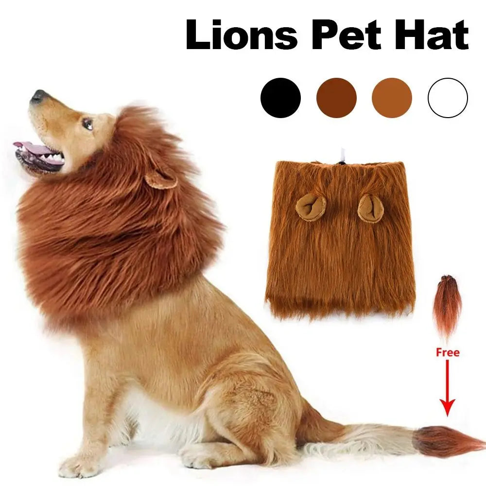 Lion Modelling Wig Cap Hat Pet Costume Pet Cosplay Outfits Winter Autumn Pet Hat Xmas Party Decor with Ear Pet Accessories